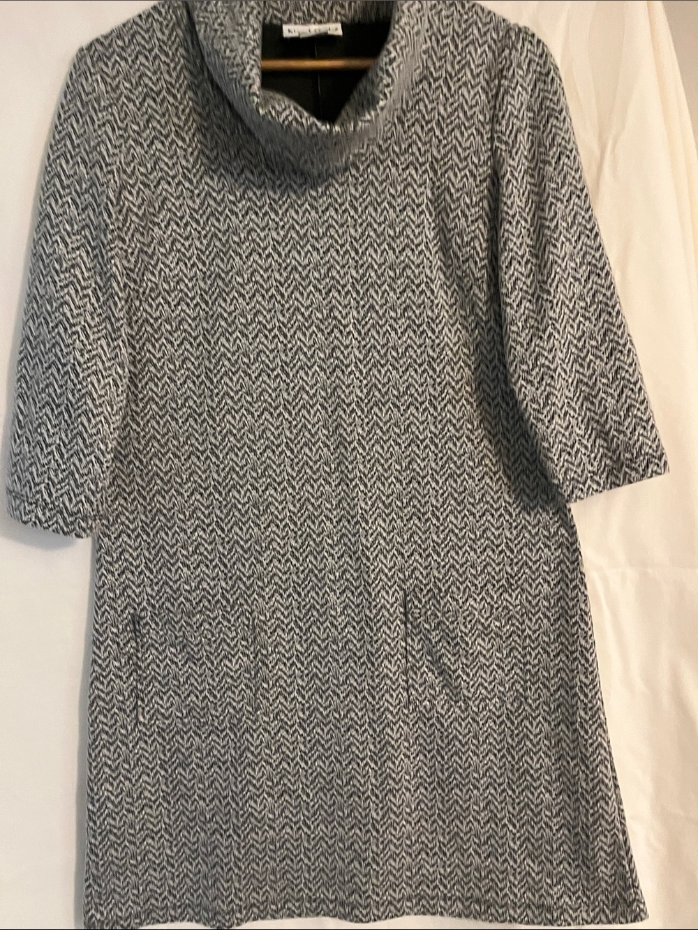 NorthStyle Gray Chevron Knit Cowl Neck Dress